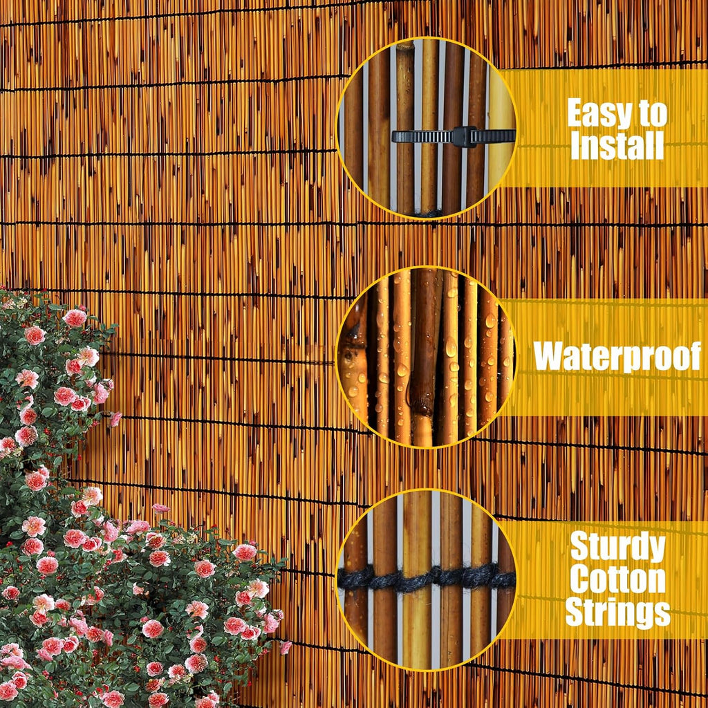natural reed fence,4ft x 16.4ft bamboo fencing privacy, close-up detail