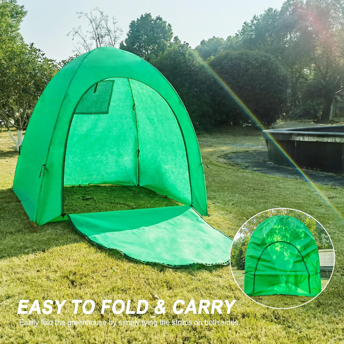 59″*59″*60″ large winter plant warm covers with air, front angle view
