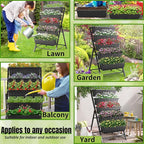 Homdox 4FT Vertical Garden Bed, 5 Tiers Raised Garden Planter, 25.6 * 26 * 48Inch with 4 Hooks & 4 Wheels, Vegetable Flower Stand for Garden Patio Yard, Black