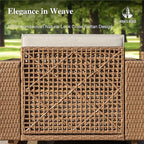 HERA'S HOUSE 6 Pieces Outdoor Rattan Furniture Set, 4 Sectional Patio Wicker Sofa with 2 Ottomans, All Weather Patio Conversation Set with 5.3" Comfy Widened Armrest, 10" Ultra Thick Cushion for Deck