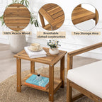 Double Adirondack Side Table, Weather-Resistant Rectangular End Table for Patio, Garden, Lawn, and Living Room. Ideal as a Stylish Indoor and Outdoor Side Table Companion, Natural