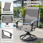 NUU GARDEN 2-Piece Patio Swivel Chairs, Swivel Dining Set, Light Gray | All-weather light gray textilene chairs for 2 Features 360-degree rotation and 15-degree rocking. High backrest for comfort