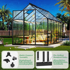 amerlife 6x12 ft walk-in polycarbonate greenhouse with 2 showing dimensions