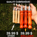 Premium BBQ Skewers with Wooden Handles 22" Shish Kabob Skewers Stainless Steel Long & Reusable Kabob Sticks Barbecue Skewers for Grilling Set of 10 Piece