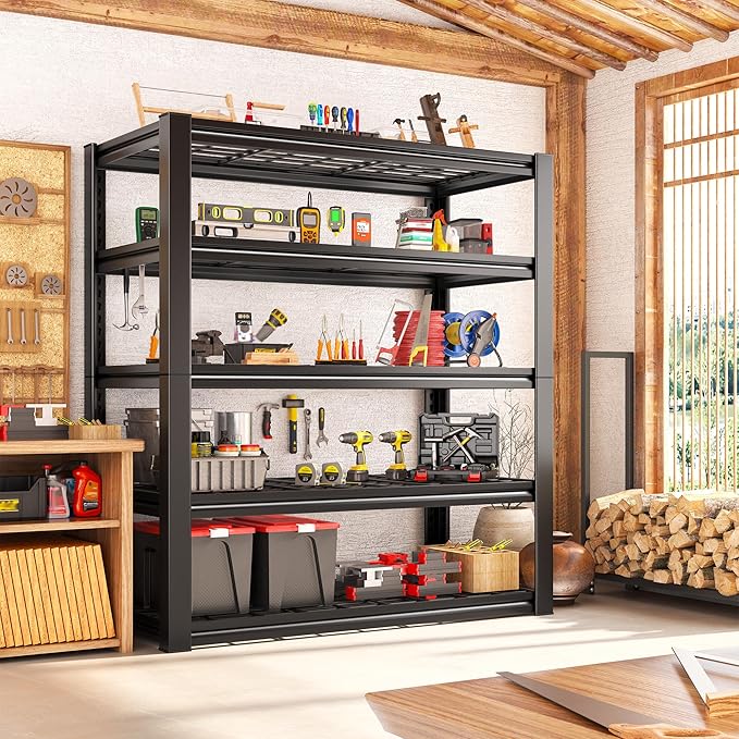 REIBII Garage Shelving 3200LBS, 5-Tier Storage Shelves, Adjustable Industrial Metal Shelving Unit for Garage, Basement, Pantry, Warehouse,Commercial, 36" W x 16" D x 72" H, 2 Pack