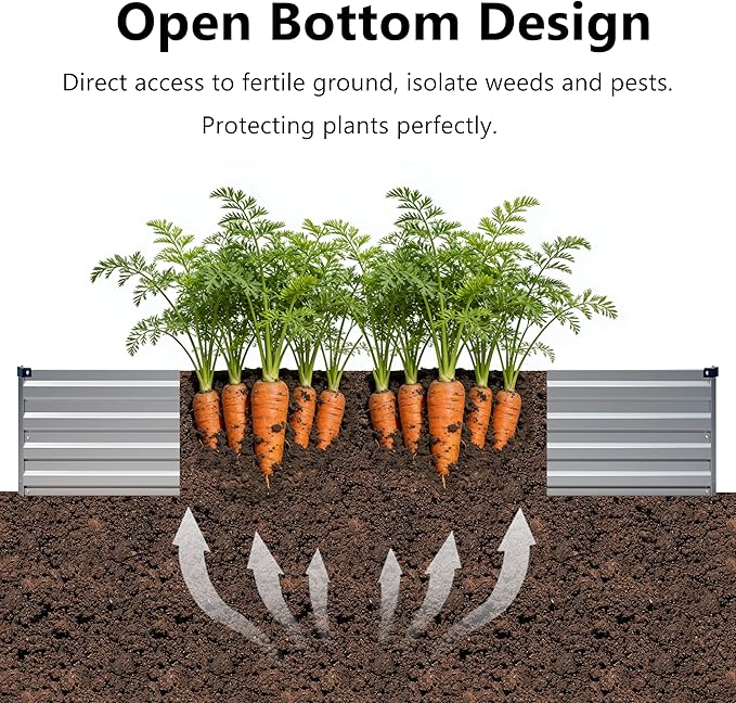 6x1.5x1 ft(2 Pack) Galvanized Raised Garden Bed,Outdoor Planter Box Metal Patio Kit Planting Bed for Vegetables Flowers and Succulents,Silver