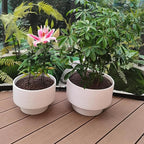 11 Inch Ceramic Plant Pots, Planter Pot with Drainage Hole, Honeycomb Ceramic Flower Pot Outdoor Indoor, Large Modern Decorative Planters for Home/Office Plants, White