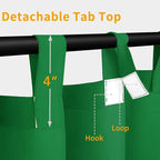 Easy-Going Outdoor Patio Curtains Detachable Tab Top Windproof Weatherproof Curtain for Cabana, Porch, Pergola and Gazebo, Tab Bottom Drape, 2 Panels, 54W x 96L inch, Green