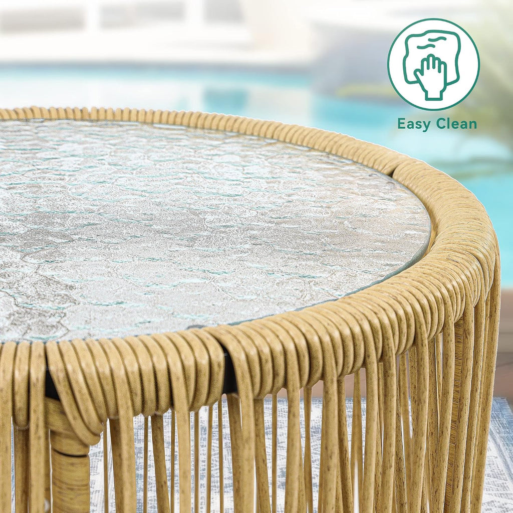 yitahome 3-piece wicker bistro set outdoor patio furniture, close-up detail