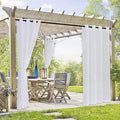 RYB HOME 2 Panels Porch Curtains Outdoor - Linen Look White Sheer Drapes Waterproof, Sun Light Glare Filter Panels for Outside Wedding Lanai Patio Balcony Terrace, W 54 x L 120 inch