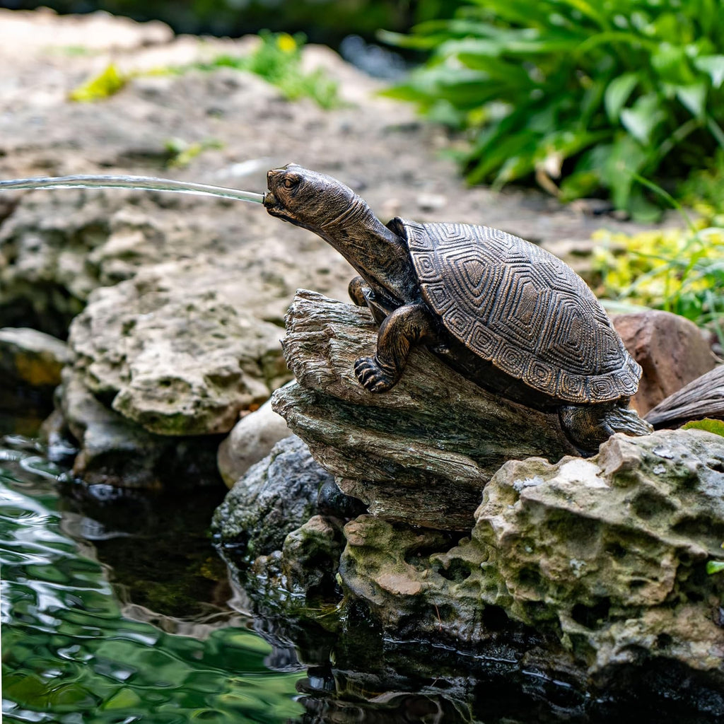 Aquascape Turtle On Log Spitter Fountain for Pond and Garden, 78371