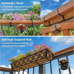 Y&M 4pcs 30" Horse Trough Window Boxes with Coconut Coir Liner, Black Metal Hanging Flower Planter Deck Railing Planter Boxes for Outdoor Indoor