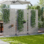 Casaphoria Metal Privacy Screen Outdoor, 72" H x 35" W Freestanding Decorative Privacy Screen for Patio Deck Balcony Garden with Stable Base, Grey-Square