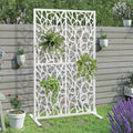 72" metal privacy screen bird pattern, white freestanding, main product view