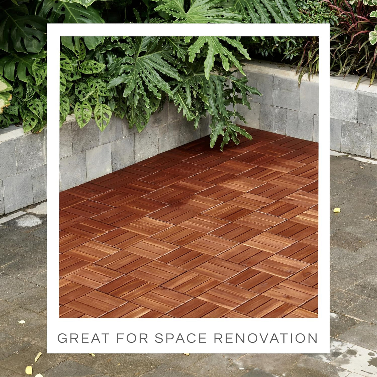 thyoi premium deck tiles, 10 pcs patio flooring, front angle view