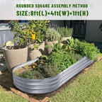 Land Guard 2Pcs Galvanized Steel Raised Garden Bed,8 x 4 x 1 ft Large Metal Raised Planter Beds, Aluminum Raised Garden Bed for Vegetables, 8 x 4 x 1ft(2pcs)