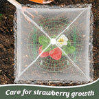 6 Sets Strawberry Plant Support with Mesh Plant Cover,Strawberry Growing Racks Sets with Iron Plant Nails and Storage Bag for Garden Strawberry Vegetables(White Net - Round)