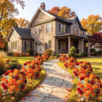 auihiay fall flowers artificial topiary balls, fake mums, close-up detail