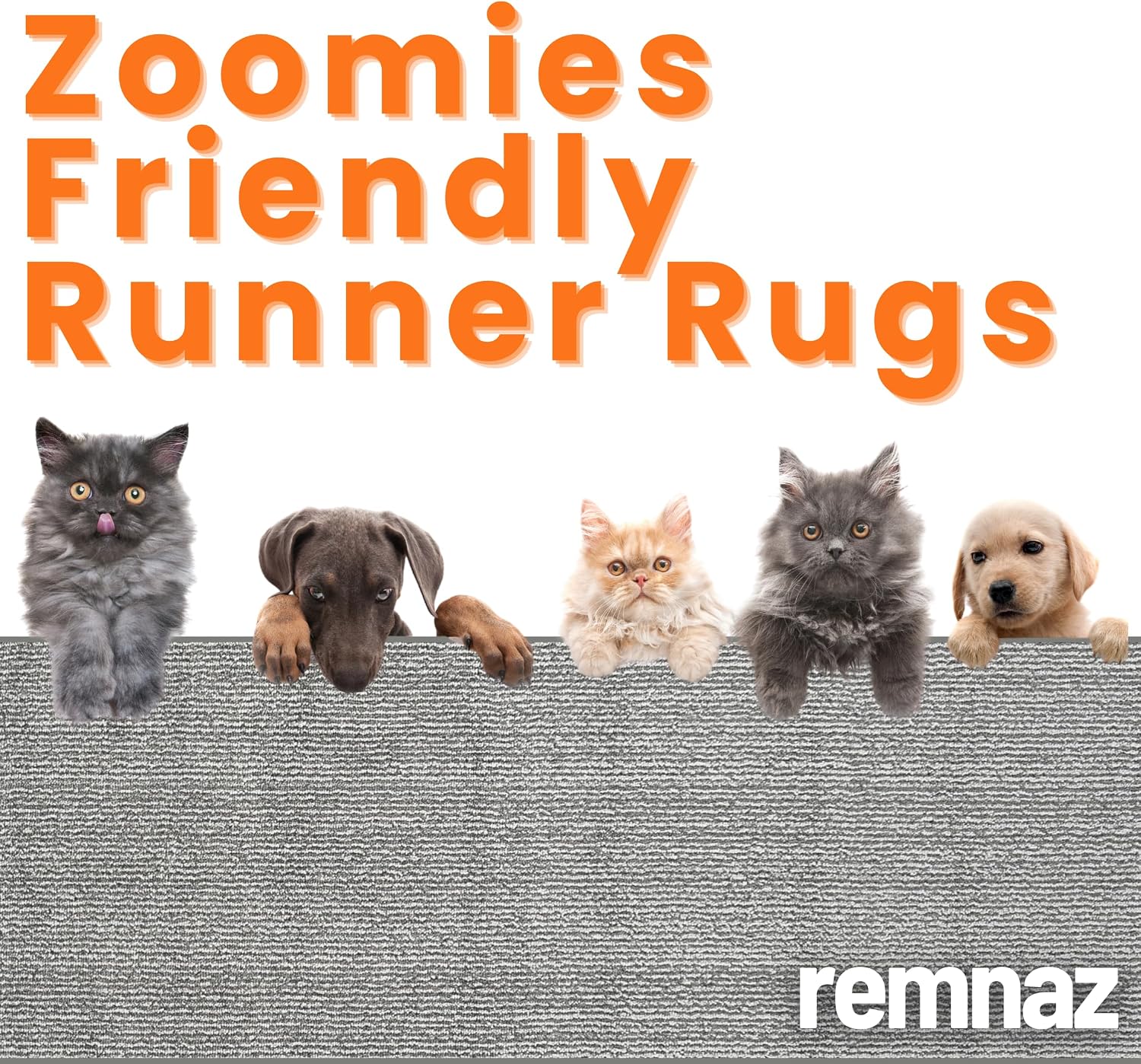 20 ft Extra Long Grey Hallway Runner Rug – Non-Slip, Washable, Dog-Friendly Carpet with Durable Rubber Backing – Modern Subtle Striped – Custom Size