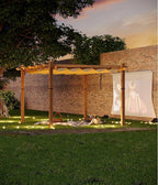 10 x 13 ft Aluminum Pergola with Adjustable Canopy, Outdoor Metal Pergola, Imitation Wood-Grain Sun Shade Shelter for Garden Patio Backyard Deck
