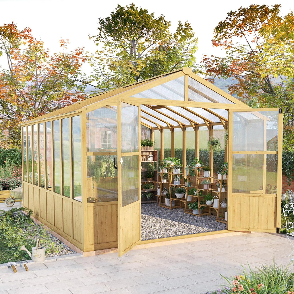 jocisland 10 x 13.2-ft wooden greenhouse, main product view