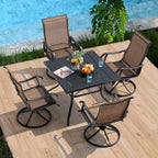 NUU GARDEN Patio Dining Chairs Set of 4, Outdoor Swivel Rocker Chairs with All-Weather Textilene Sling, High Back Metal Frame Swivel Patio Chairs for Backyard, Lawn, Deck, Brown