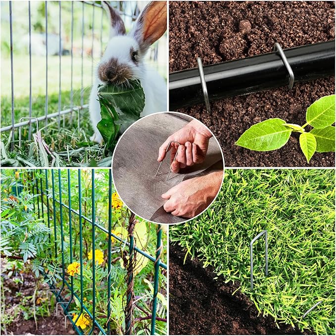 HongWay 28 Pack 6 Inch Landscape Staples, Garden Staples U Shape Tent Stakes Heavy Duty Galvanized 11 Gauge SOD Pins Yard Stakes for Ground Decorations, Landscaping Fabric, Turf, Lawn