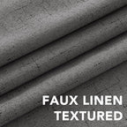 H.VERSAILTEX Linen Blackout Curtains 45 Inches Long 100% Absolutely Blackout Thermal Insulated Textured Linen Look Curtain Draperies Anti-Rust Grommet, Energy Saving with White Liner, 2 Panels, Grey