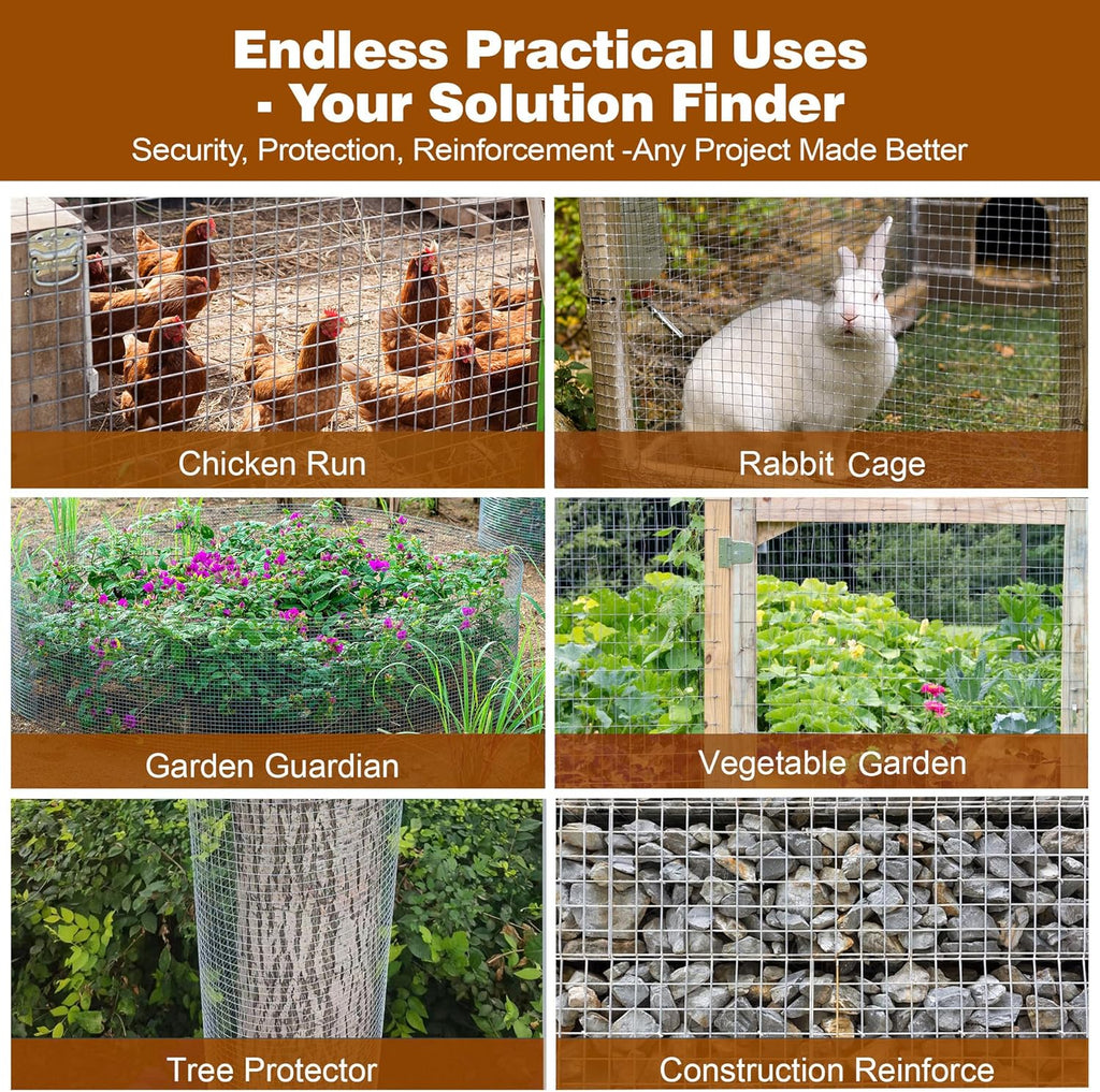 Hardware Cloth 1/2in 48in x100ft Hot Dip Galvanized Rust Resistant Welded Wire Mesh,Chicken Wire Fence Garden Plants Fencing,Chicken Coop Rabbit Poultry Critters Metal Cage Roll