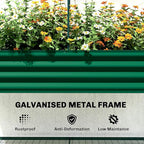Outsunny Galvanised Raised Garden Bed with Greenhouse Cover, Metal Elevated Garden Bed with Legs, Bed Liner and Bottom Shelf, Outdoor Raised Planter Box for Vegetables, Herbs, Flowers, Green