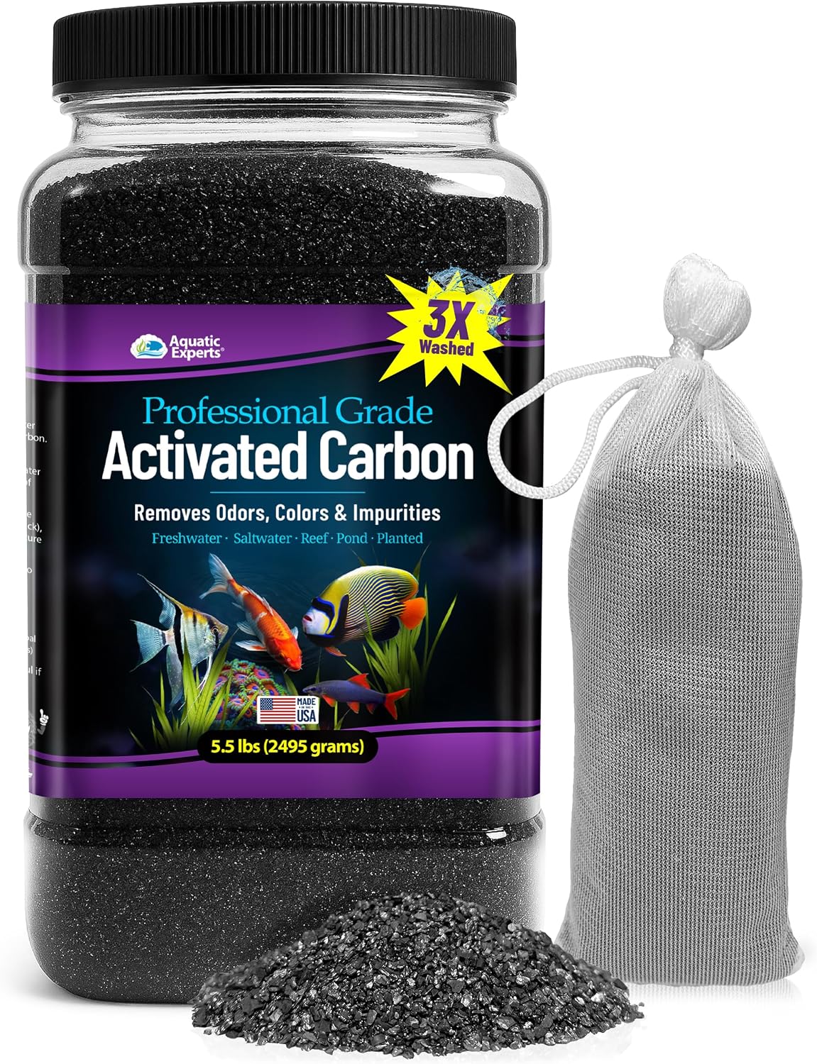 premium activated carbon, aquarium carbon for fish tank, main product view