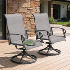 NUU GARDEN 2-Piece Patio Swivel Chairs, Swivel Dining Set, Light Gray | All-weather light gray textilene chairs for 2 Features 360-degree rotation and 15-degree rocking. High backrest for comfort