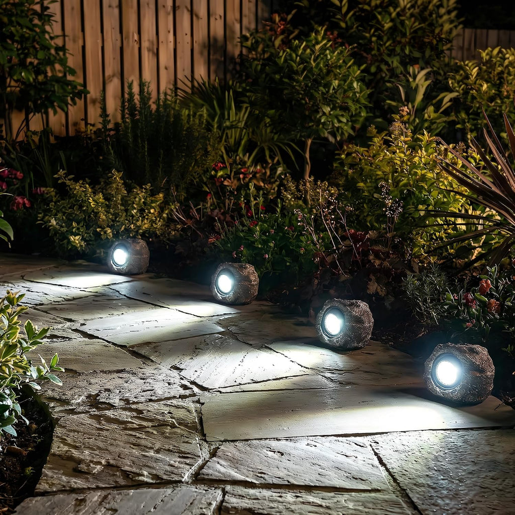 solar rock lights outdoor – 2 pack waterproof, front angle view