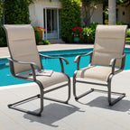 NUU GARDEN Patio Dining Chairs Set of 2, High-Back Outdoor Chairs with Breathable Textilene, All-Weather Metal Frame for Garden, Deck, Backyard and Porch, Grayish Beige