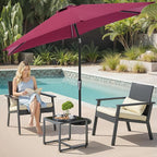 OLIXIS 7.5ft Patio Umbrella with Tilt and Crank Button & 8 Sturdy Ribs Waterproof, Patio Table Umbrella Perfect for Poolside, Terrace, Beach and Outdoor Restaurant, Red