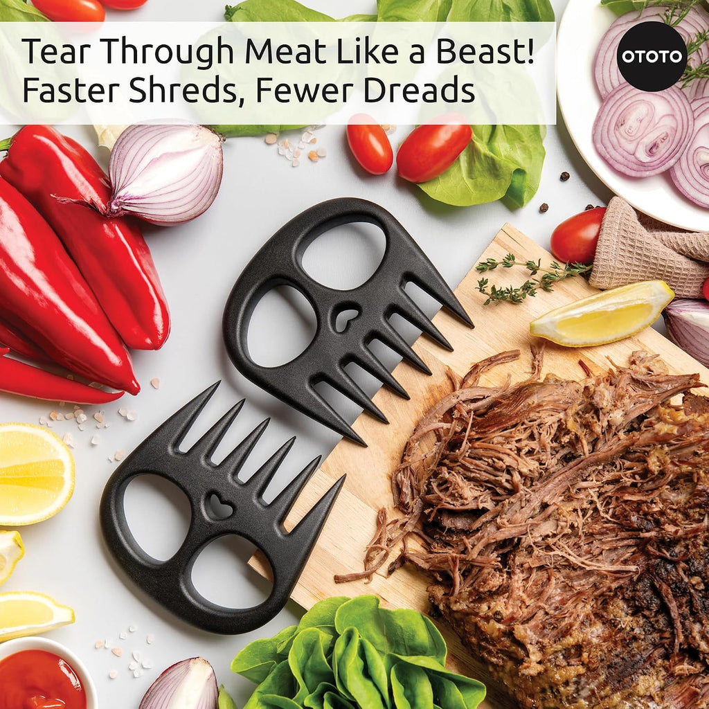 OTOTO New Meat Muncher Meat Claws - Meat Shredder Claws, BBQ Accessories, Grilling Gifts for Men, Halloween Goth Accessories, Spooky Skull Shredder for Goth Kitchen, Heat Resistant Claws (Black)