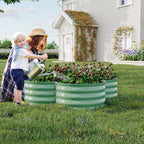 Garvee 2 Pack Galvanized Raised Garden Bed, Outdoor Planter Box with Open Base for Herbs, Veggies & Flowers. Rust-Resistant Raised Garden Beds, Ground-Connected Design for Deep Root Growth
