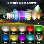 Solar Spot Lights Outdoor Waterproof IP68, RGB Colors Changing Solar Lights with 4 Lighting Modes, Solar Powered Lights Outdoor for Garden Yard Pathway Landscape (4Pack)