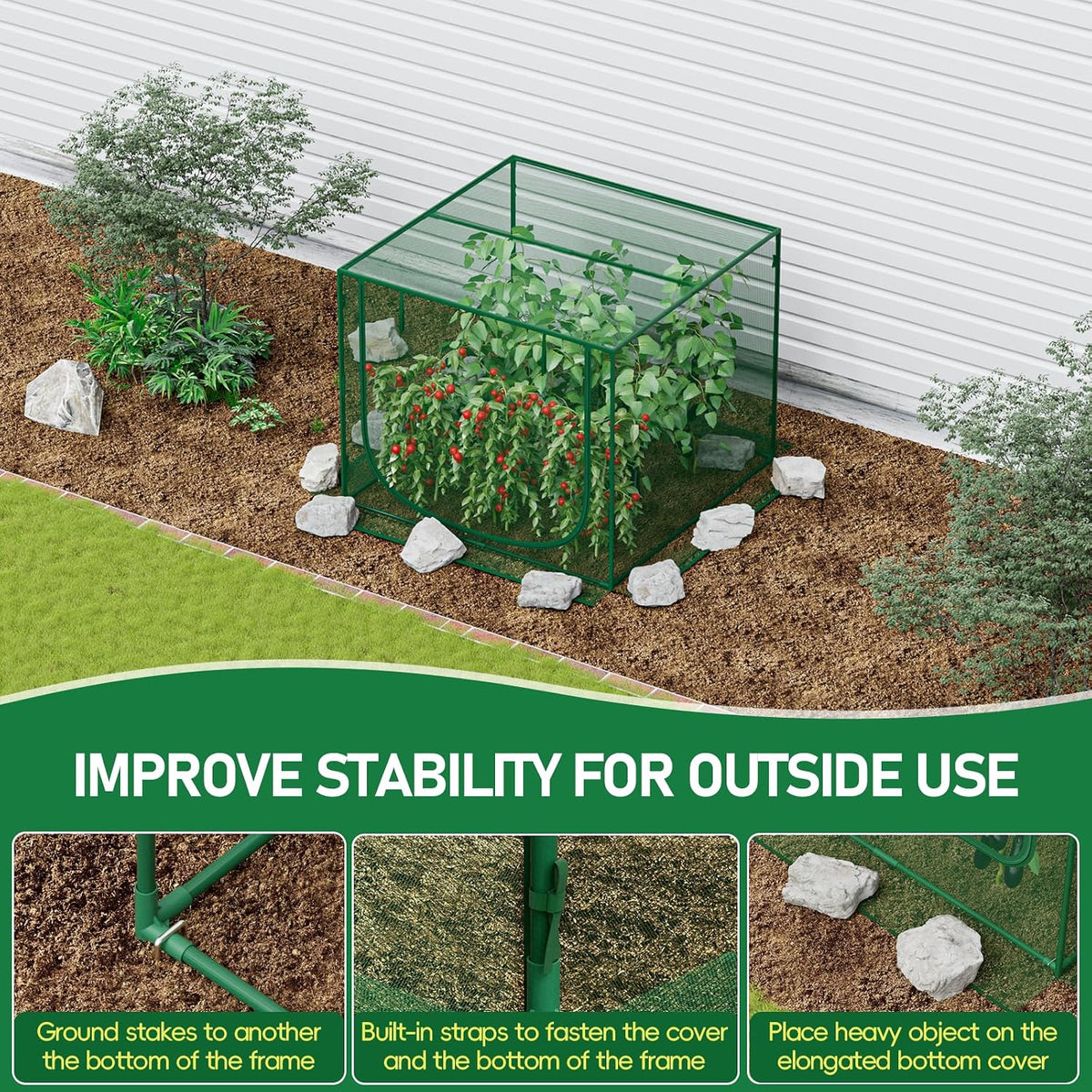 specilite 49x49x39in garden plant netting mesh cover for showing dimensions