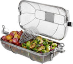 Weber Crafted® Rotisserie Crisping Basket, Stainless Steel for Gourmet Grilling | Rotisserie Basket with Removable Divider for Even Crisping, Air-Fryer Style (Rotisserie Kit Required) - Grill Accessory