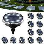SOLPEX Solar Ground Lights Outdoor, Pathway Lights 12 Pack Cool White | IP65 Waterproof Landscape Lighting for Walkway, Driveway, Pathway, Garden, Backyard Decor- Transparent Lampshade