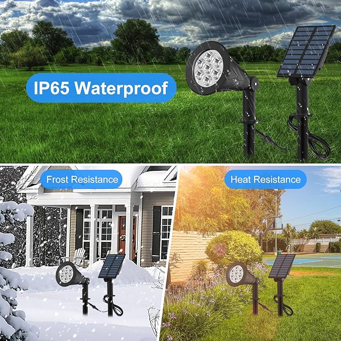 T-SUNUS RGB Solar Landscape Spotlights Christmas, Color Changing Spot Lights Waterproof IP65 Garden Pond Light, 180° Adjustable Wall Tree Light Separately Installed for Outdoor/Indoor Halloween 4 Pack