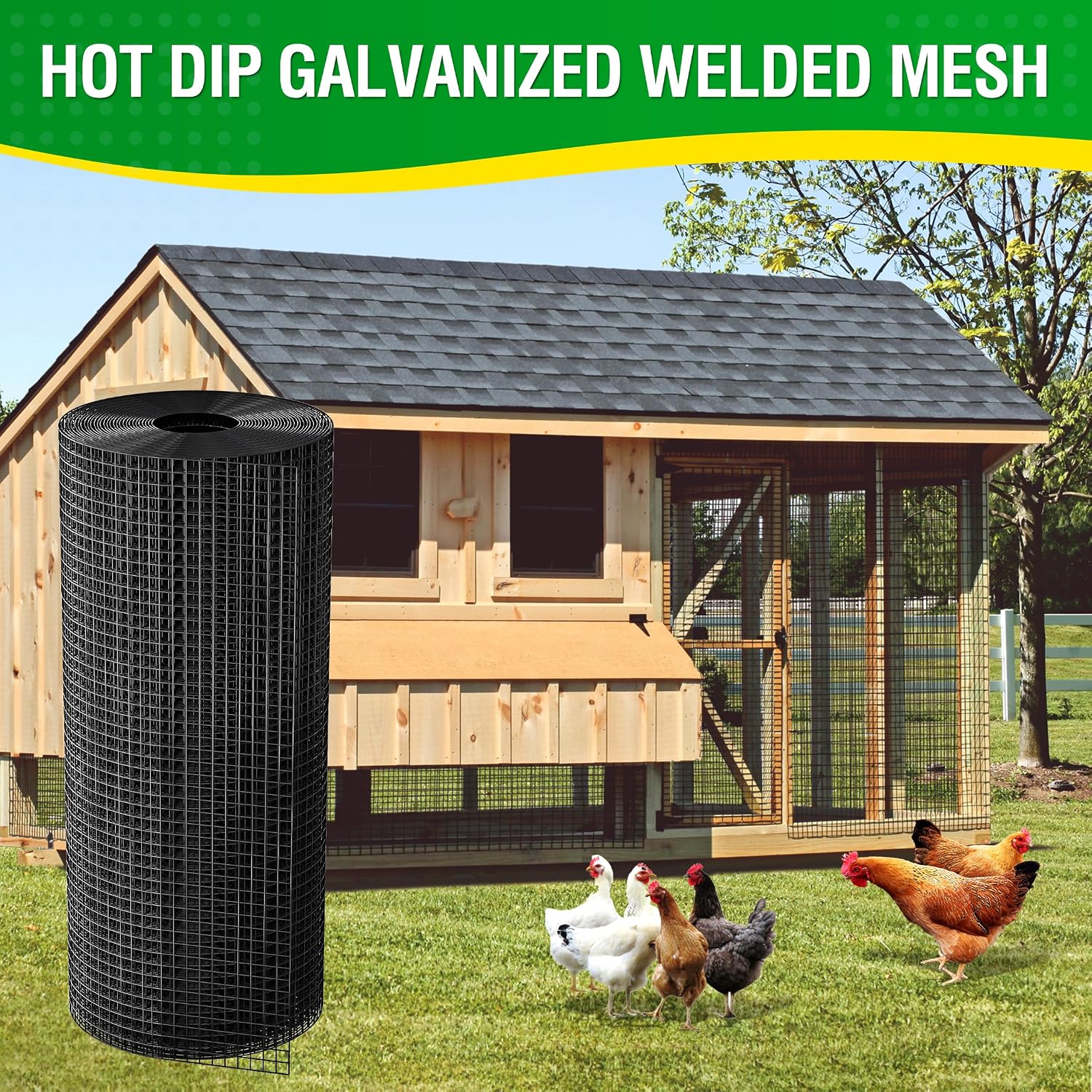 Vinyl Black Hardware Cloth 1/2 inch 48 x 100 ft 19 Ga Chicken Wire | Chicken Wire Mesh, Chicken Wire Fencing, Gopher Guard & Custom DIY Projects