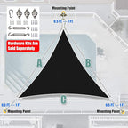 Amgo Custom Size 27' x 27' x 27' Black Triangle Sun Shade Sail UPF50+ AGTAPRT12, Order to Make Canopy Awning, 95% UV Blockage, Water & Air Permeable, Commercial Standard (We Customize)