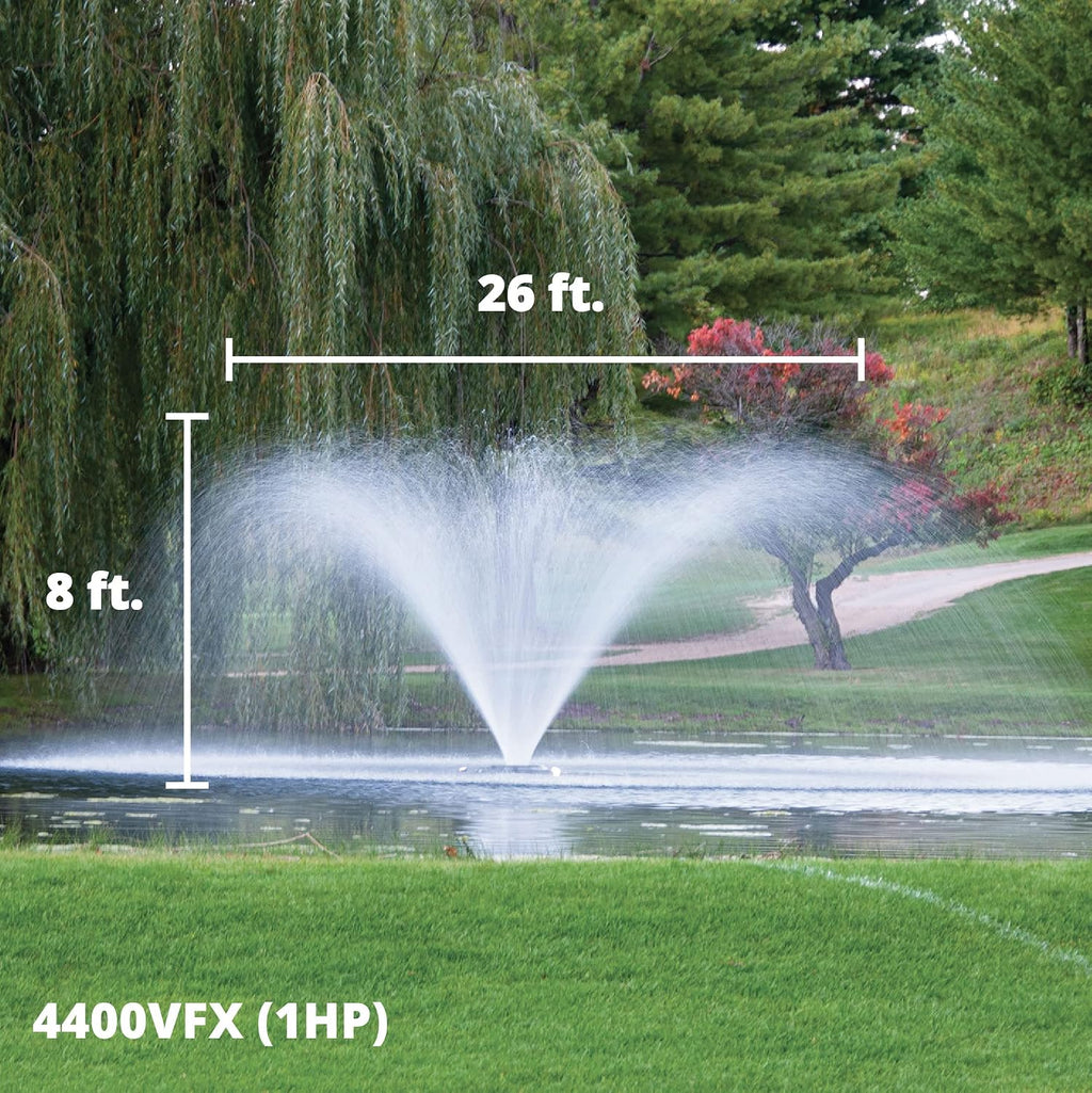 Kasco 1HP VFX Aerating Fountain, 120V, 50ft Power Cord | Aerating Fountain with V-shaped display pattern with aeration, Ideal for ponds up to 1 acre, Float included