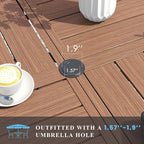VICLLAX Patio Table and Chair Set of 6, All Weather Metal Round Outdoor Dining Furniture Set-47 Round Outdoor Table and Chairs, Walnut Wood Grain Tabletop