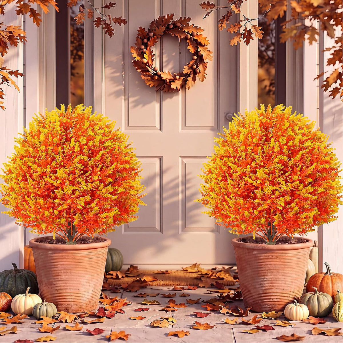 lunmon fall artificial topiary trees outdoor,24 inch, 2, main product view