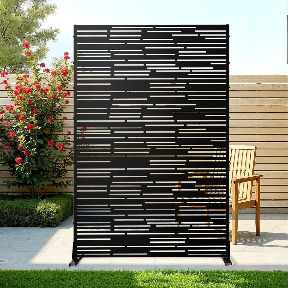 metal privacy screen outdoor freestanding fence panel, 72", main product view