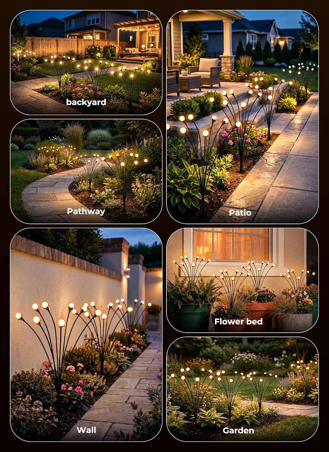 Brightown Solar Lights Outdoor,4Pack 32LED Solar Garden Lights Warm White | Swaying Firefly Waterproof, 8 Modes Solar String Light for Yard Patio Pathway Landscape Decoration Gifts