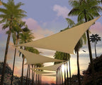 Amgo Custom Size 10' x 10' x 10' Sand Beige Triangle Sun Shade Sail Order to Make Canopy Awning UPF50+ AGSLT, 95% UV Blockage, Water & Air Permeable, 200GSM Commercial Standard (We Customize)